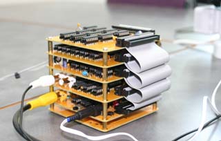 Close-up of assembled system