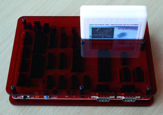 Close-up of assembled system